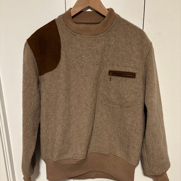 Vintage Gokey’s Suede Shoulder patch brown wool sweater - Medium/ Large - Picture 1 of 14